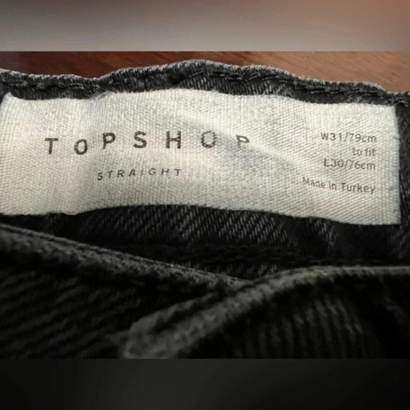Topshop Black Denim Jean … Size 31 waist …30 L.. Frayed hem - Picture 2 of 2